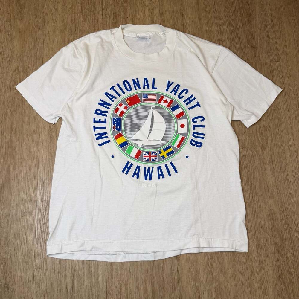 Vintage Hanes International Yacht Club Hawaii T-Shirt Size L